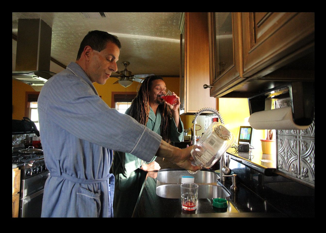 tom and i as i drink the last of the juice